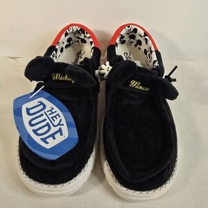 Hey Dude Mickey Mouse Disney Black and Red Shoes